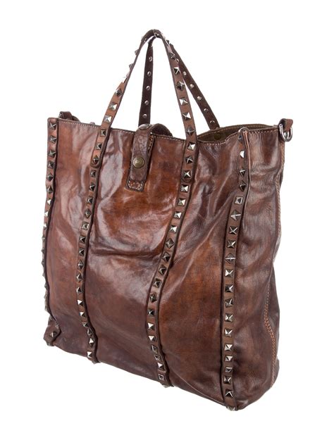 Campomaggi Studded Distressed Leather Satchel Handbags Wcamp