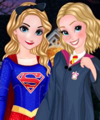 Anna and Elsa Halloween Night Dress Up Game