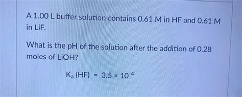 Solved A 1 00 L Buffer Solution Contains 0 61M In HF And Chegg