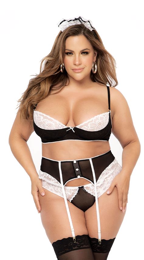 Plus Size Sultry French Maid Lingerie Costume Plus Size French Maid