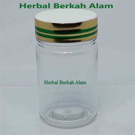 Jual Botol Obat 60 Ml Natural Tutup Putih List Full Emas Line Hijau