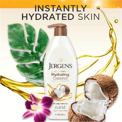 White Lotion Jergens Oil Infused Hydrating Coconut Moisturizer For