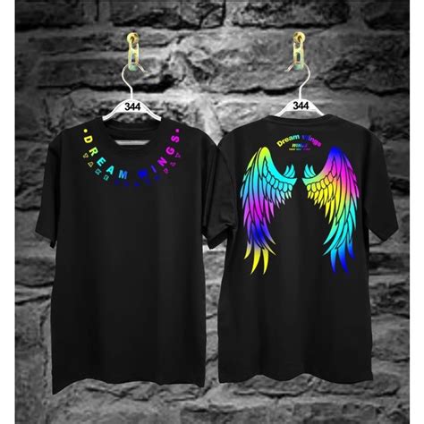 Jual Bayar Di Tempat Kaos T Shirt Pria Motif Angel Sayap Pelangi Baju