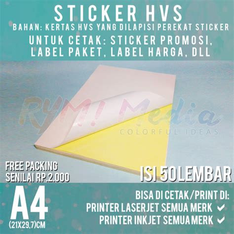 Sticker Hvs A Isi Lembar Kertas Stiker Doff Matte A For Inkjet