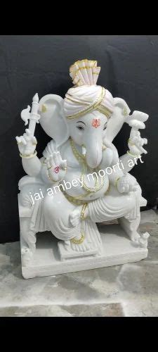 Traditional Hindu Gold Plated Marble God Ganesha Statue Home At Rs