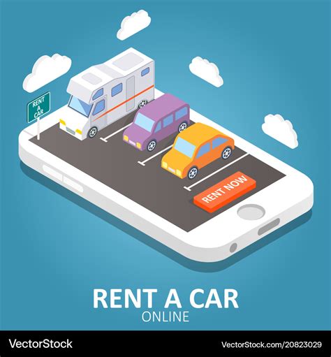 Online car rental isometric Royalty Free Vector Image