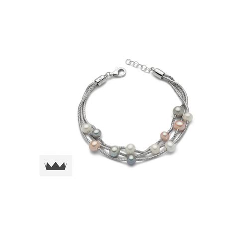 Bracciale Di Perle Miluna Argento 3 Fili Collezione Miss Italia Art