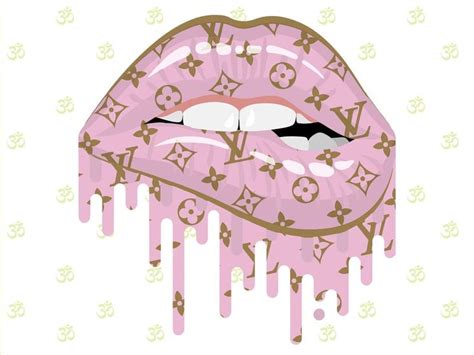 Louis Vuitton Drip Lips Rosa Labbra Oro Svg Louis Vuitton Etsy