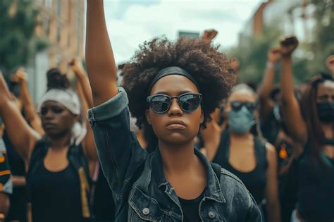 Premium Photo Woman With A Black Shirt And Sunglasses Holding A Sign