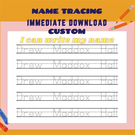 Custom Name Tracing Sheet Handwriting Practice Sheet Custom