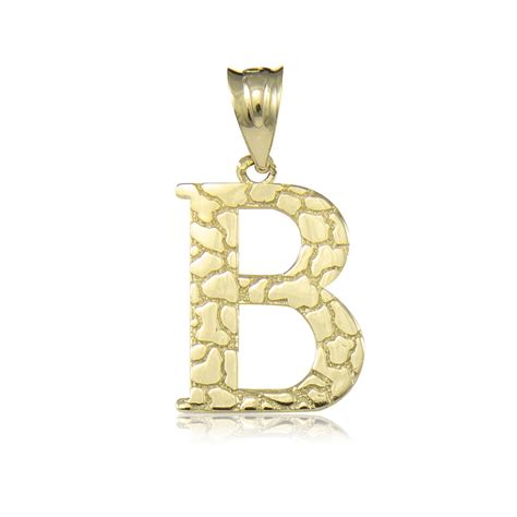 10k Solid Yellow Gold Nugget Initial Letter Pendant A Z Any Alphabet