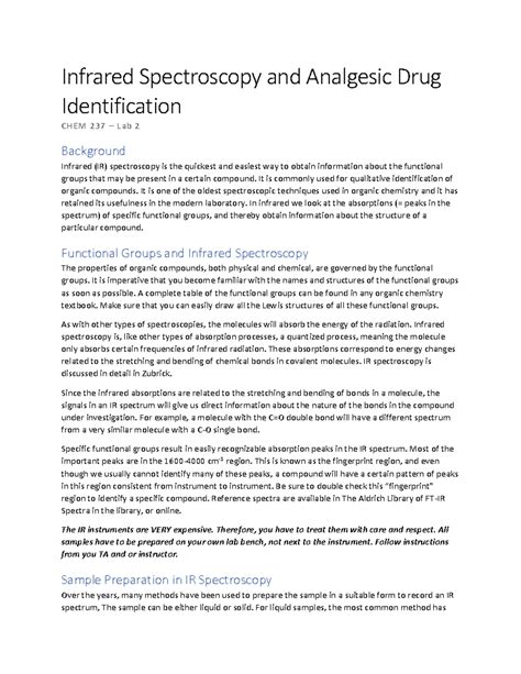 2 - Infrared Spectroscopy and Analgesic Drug Identification - Infrared