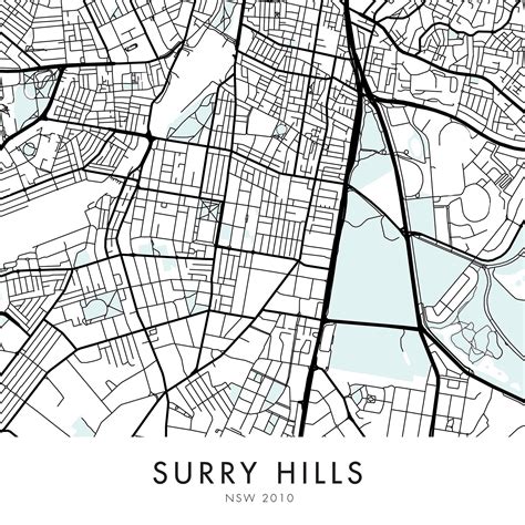 Surry Hills Sydney Australia City Map Print Wall Art Print | Etsy