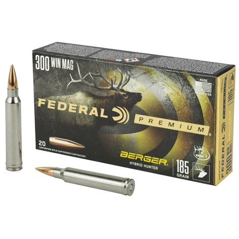 Federal P300wbch1 Premium 300 Win Mag 185 Gr 2950 Fps Berger Hybrid Hunter 20 Box Alquist Arms