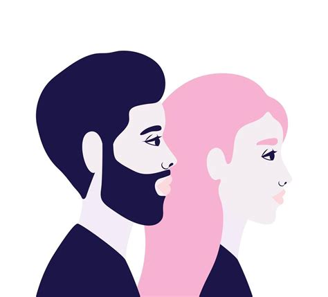 Woman And Man Cartoon In Side View 1760729 Vector Art At Vecteezy