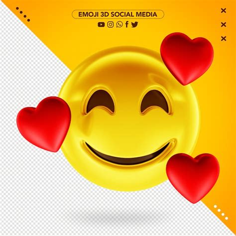 Emoji 3d Muy Apasionado Con Corazones 3d Alrededor Archivo PSD Premium