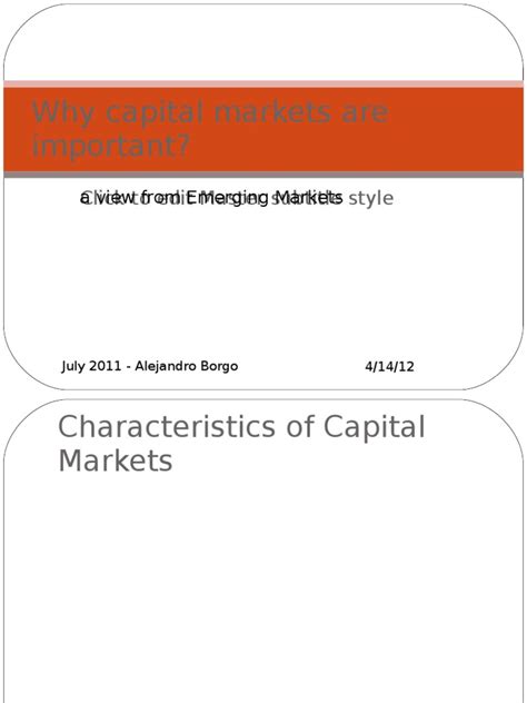 Why Capital Markets Are Important Pdf Economies Money