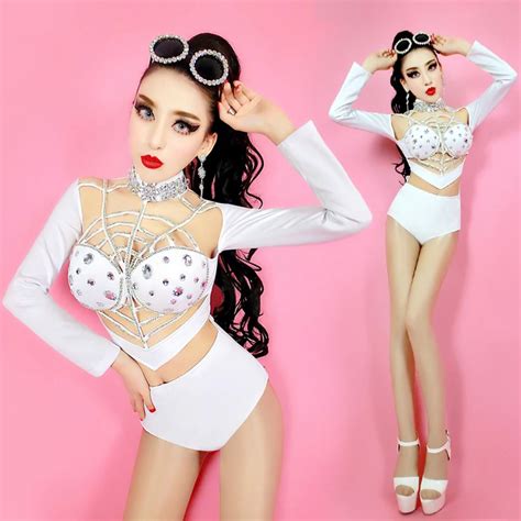 Buy Sexy New Ds Nightclub Singer Dj Rhinestone Pierced Collar Dance Costume