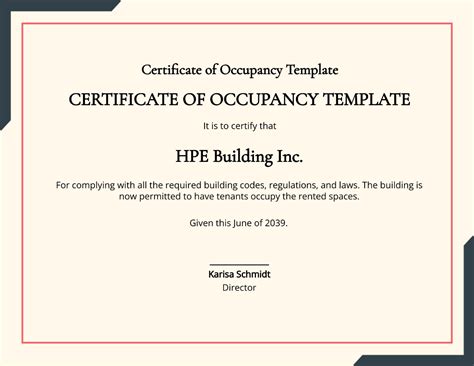 Certificate of Occupancy Template - Edit Online & Download Example | Template.net