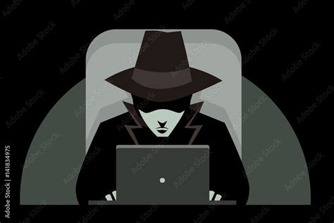 Black Hat Hacker Using A Computer Stock Vector Adobe Stock