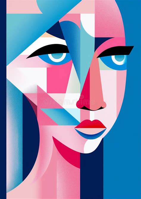 Fashion Woman Abstract Cubist Graphic Modern Cubism Woman Portrait