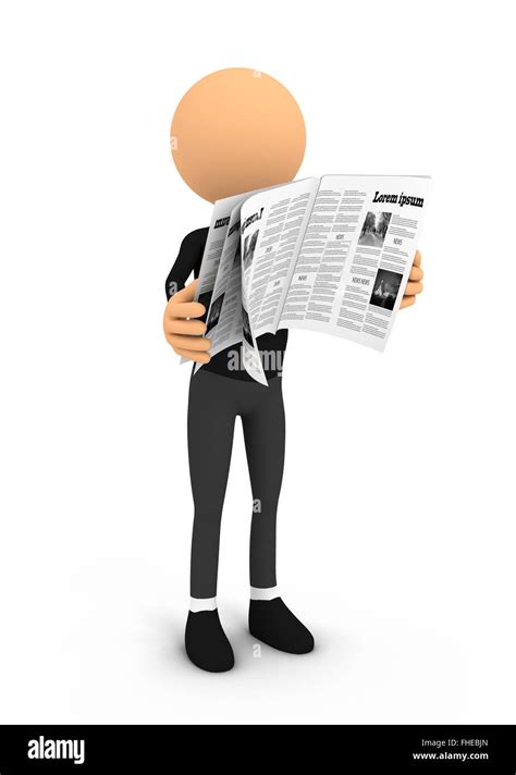 Person reading newspaper on white background Stock Photo - Alamy