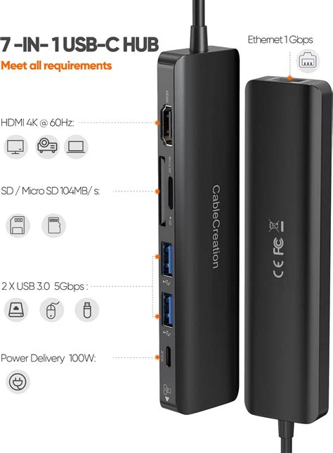 Hub Usb C Con Ethernet Cablecreation En K Hz Hdmi Usb C