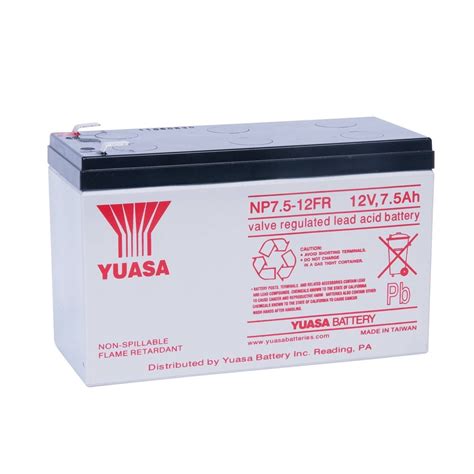 Yuasa NP7 5 12FR 12V 7 5AH FIRE RESISTANT Sealed Lead Acid Battery