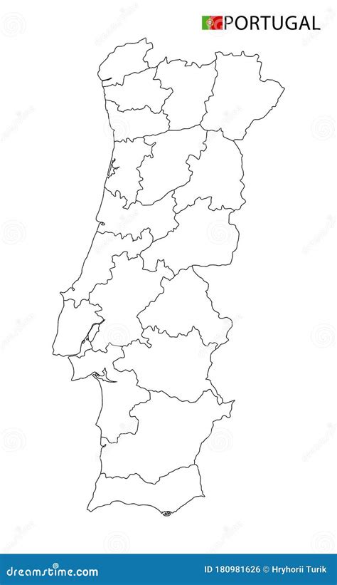 Portugal Map Black And White Detailed Outline Regions Of The Country