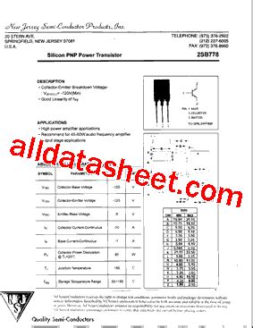 Sb Datasheet Pdf New Jersey Semi Conductor Products Inc