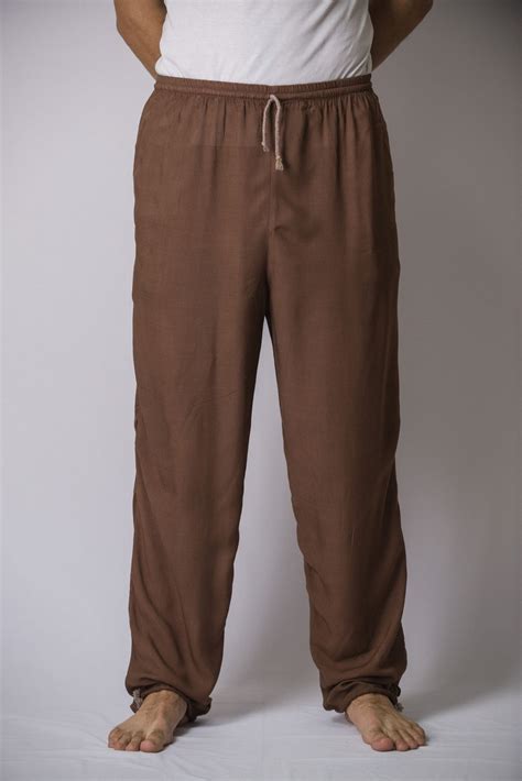 Solid Color Drawstring Mens Yoga Massage Pants In Brown Harem Pants