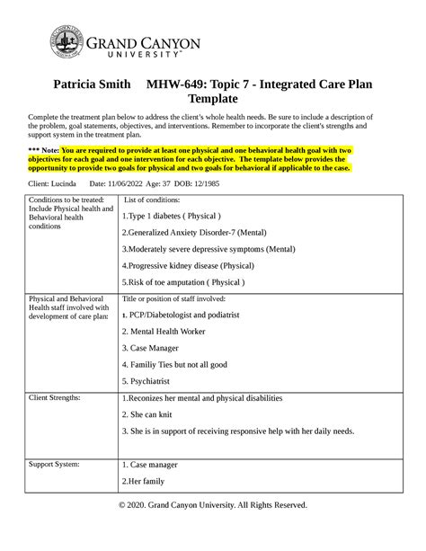 Patricia Smith MHW 649 RS Integrated Care Plan Patricia Smith MHW 649