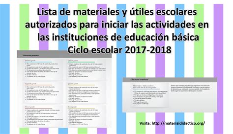 Lista De Materiales Y útiles Escolares Autorizados Para Iniciar Las