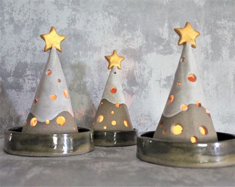 Large Ceramic Christmas Tree Candle Holder Christmas Lights Etsy Sweden