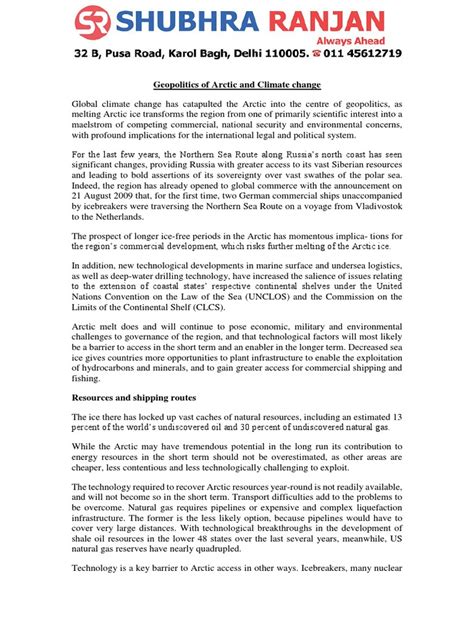 Geopolitics of Arctic and Climate Change | PDF | Arctic | Natural Gas