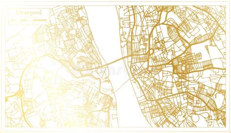 Liverpool England City Map in Retro Style in Golden Color. Outline Map ...