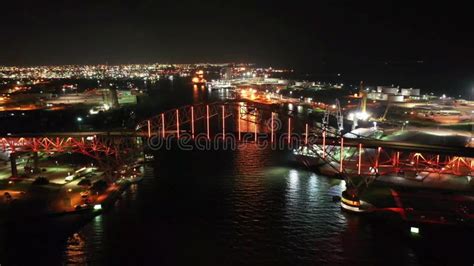 Corpus Christi At Night Aerial View Harbor Bridge Downtown Texas