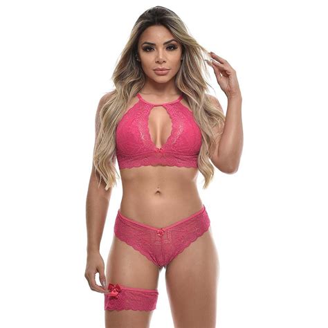 Conjunto Cropped Rendado Persex Da J Lingerie Gall Moda Intima