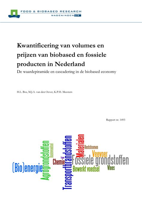 Pdf Kwantificering Van Volumes En Prijzen Van Biobased En Fossiele