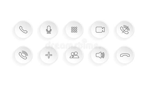 Video Call Icon Set Communication Symbol Phone Sound Microphone