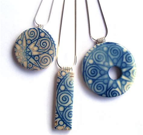 Blue Pendants Polymer Clay Penadnts With Sterling Silver B Flickr