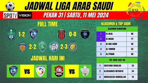 Jadwal Liga Arab Saudi Hari Ini 11 Mei 2024 Al Hilal Vs Al Hazm Al Raed Vs Al Taee Youtube