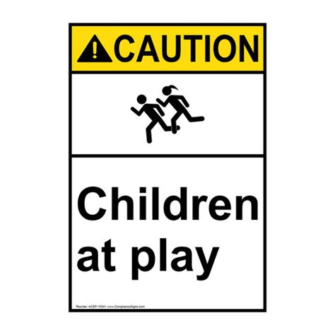 Vertical Children At Play Sign Ansi Caution Child Safety