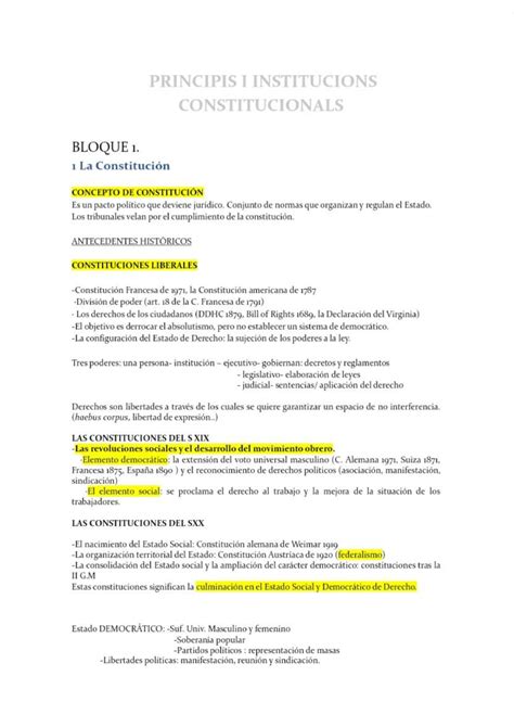 Apuntes Principios Constitucionales Principis I Institucions