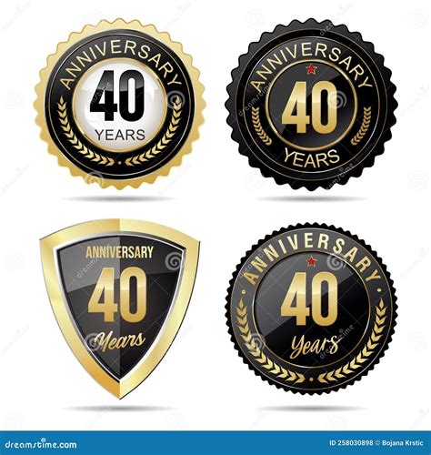 Collection Of Anniversary Golden Badges And Labels Vector Illustration Stock Vector