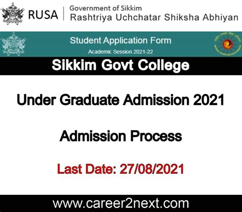 Sikkim Govt College Admission 2021 Career2next