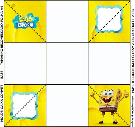 Convite Caixa Fundo Bob Esponja Um Her I Fora D Gua Fazendo A Nossa Festa