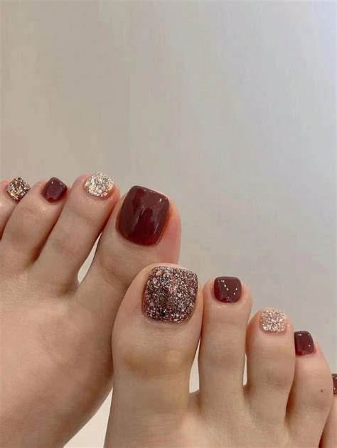 Transformar Teu Unhas 24 Peças Curto Quadrado Vermelho Glitter Unha