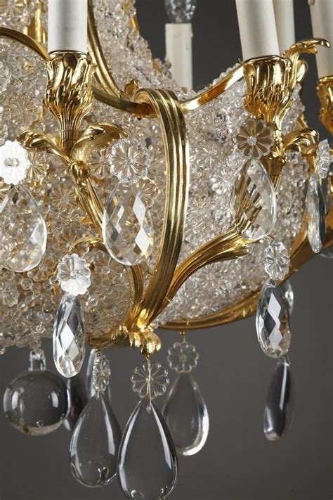 Lustre Corbeille En Cristal Et Bronze Dor Fin Antikeo