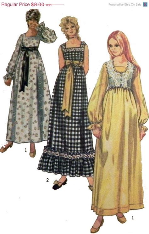 1970s Boho Peasant Empire Waist Sundress Maxi Bolero Dress Etsy Pattern Fashion Vintage